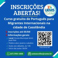 Cassilândia: UEMS está com curso de Português para migrantes com inscrições abertas