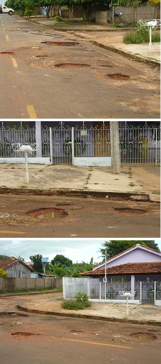 Buracos existentes na Rua Olímpio Dias dos Santos, em Cassilândia (MS)Arquivo Pessoal