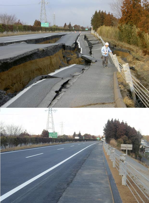 Pista no Japão é reconstruída em 6 dias após terremotoAP