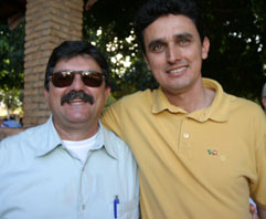 Foto de 2004, quando Ságuas esteve na cidade participando do Reencontro, com Márcio MirandaDalmo Cúrcio