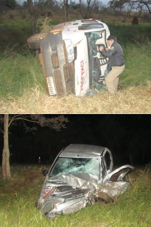 Os dois veículos ficaram bastante danificados após a colisão. (Foto: Dourados News)Douradosnews