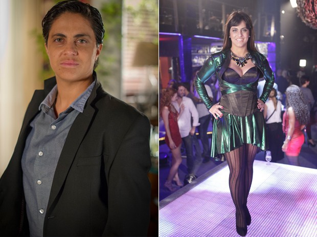 À esquerda, Thammy antes da transformação de Jô e, à esquerda, como Lohana (Foto: Salve Jorge/TV Globo)