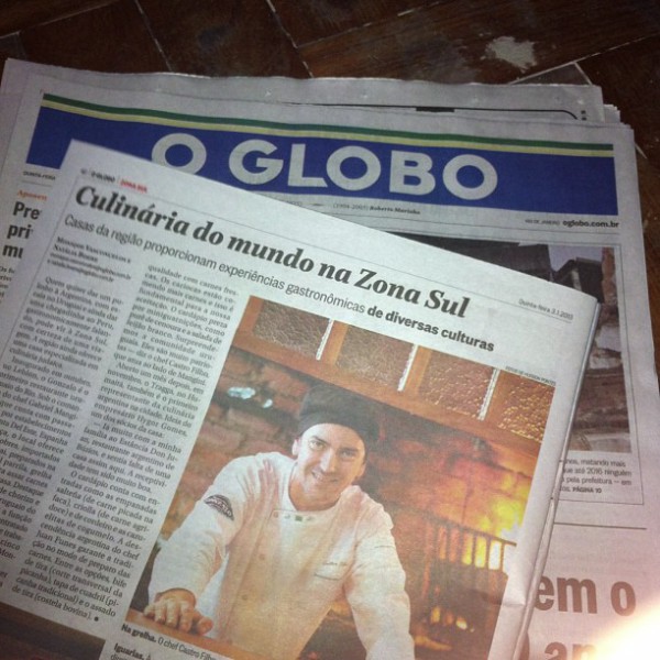 Chef Casttro Filho foi destaque no jornal O Globo do RJ