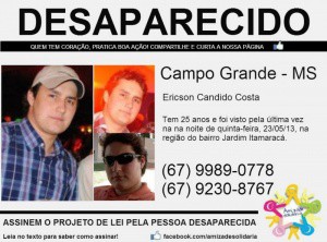 Família se mobiliza no Facebook para propagar imagens de rapaz desaparecido (Foto: Divulgação)
