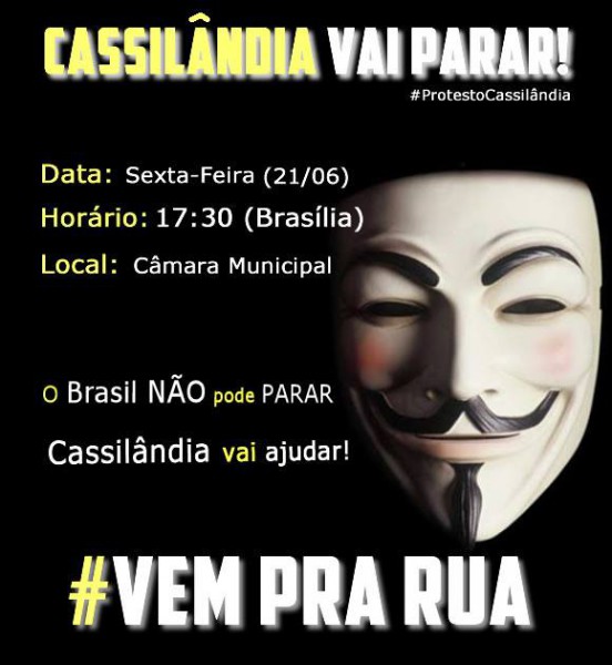 Protesto acontecerá em Cassilândia no próximo dia 21