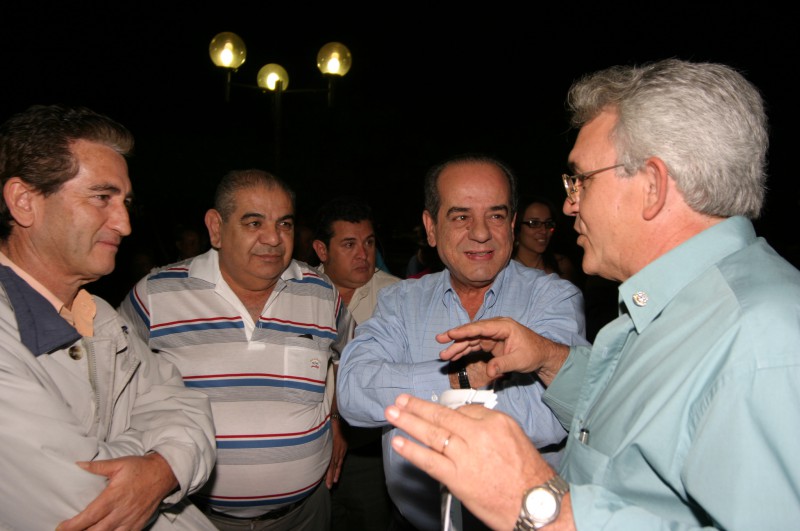 Abertura do I Reencontro, realizado pela Rádio Patriarca, na praça São José em 2004: Jair, Augusto, José Ancelmo e Girotto