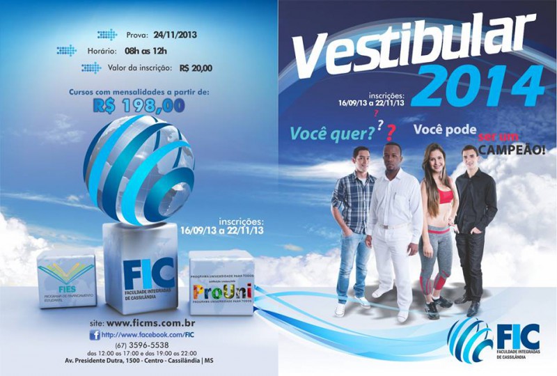Inscrições para o Vestibular 2014 da FIC estão abertas