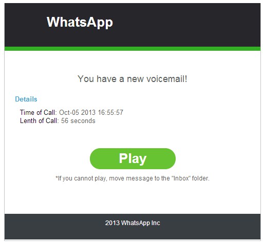 Vírus disfarçado de mensagem de voz do Whatsapp se espalha nos e-mails