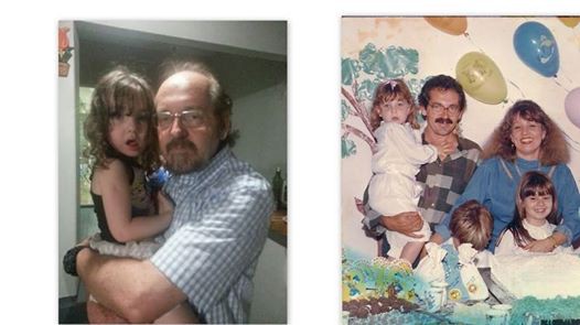 Fotos do Facebook: Silvio Lessi com a neta (atual) e a foto memória com a família