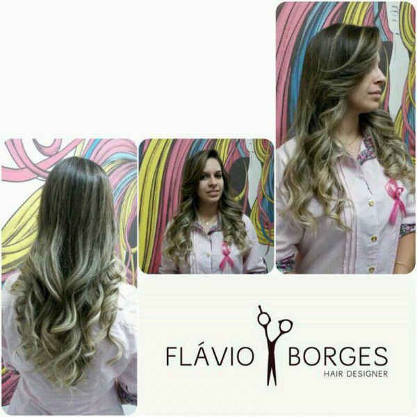 Luzes e penteado feito por Flávio Borges Hair Designer