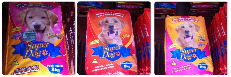 Rações da marca Super Dog com sacos de 8 quilos