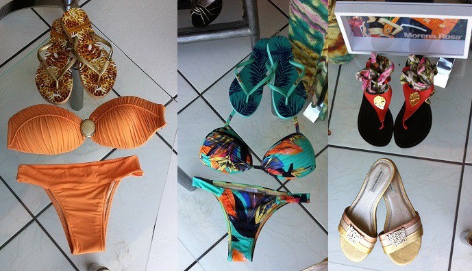 Biquinis, chinelos e rasteiras da marca Morena Rosa