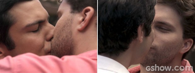 Ex-vilão Felix (Mateus Solano) e mocinho Niko (Thiago Fragoso) protagonizam primeiro beijo gay masculino em novela da Globo em horário nobre no último capitulo da novela "Amor à Vida" - Foto TV Globo