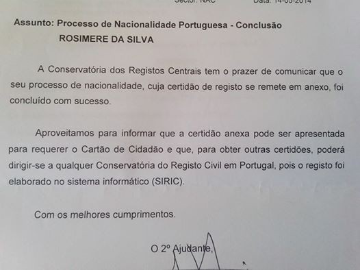 O documento oficial do governo português