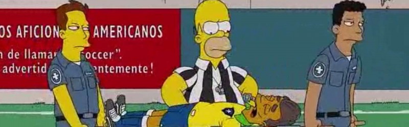 El Divo, o Neymar da Seleção Brasileira em Os Simpsons, deixa o campo de maca na final da Copa do Mundo