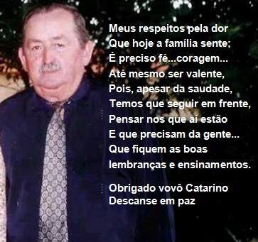 André da Allt Net se encontra em Campo Grande e foi lá que recebeu a notícia da morte do avô Catarino de Assis (foto). Ele publicou em seu Facebook a foto e uma homenagem. 