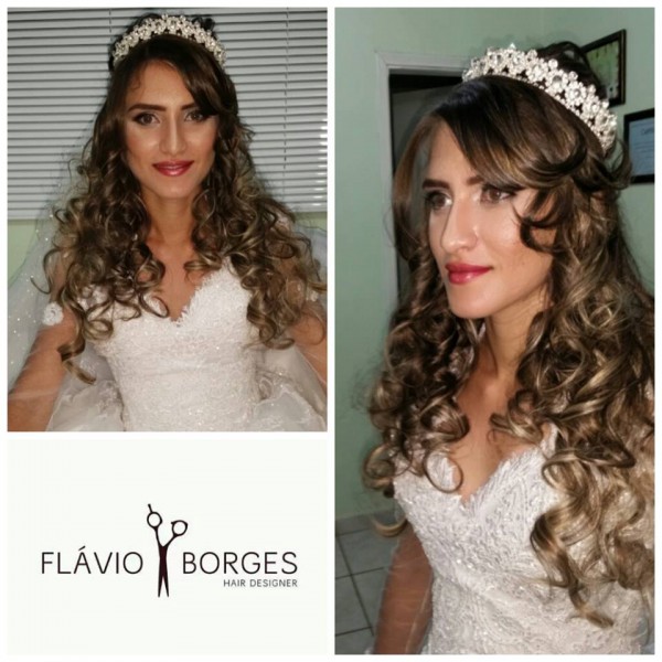 Flávio Borges Hair Designer faz o penteado de mais uma linda noiva