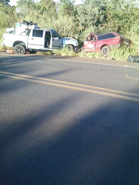 Foto dos veículos acidentados na manhã de hoje na BR 158