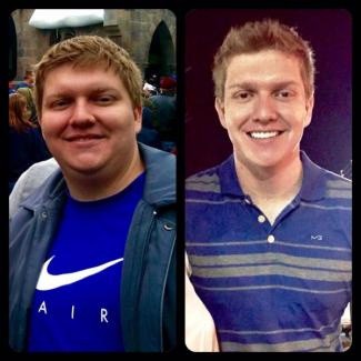 "Antes" e "depois" mostram que além de perder peso, dentista também mudou o visual radicalmente. (Foto: Arquivo Pessoal)