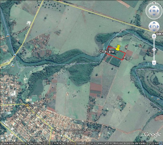 Localização da chácara pelo Google Earth