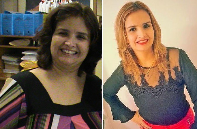 O antes e depois: com 35 quilos a menos. 