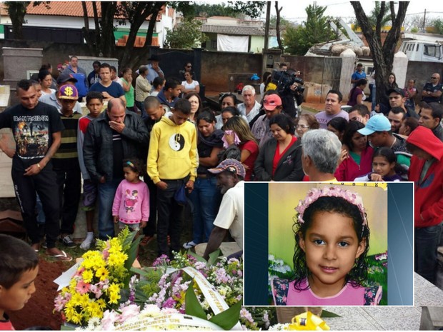 Familiares e amigos se despediram de Ana Gabrielle em Conchal (Foto: Claudia Mourão/EPTV)
