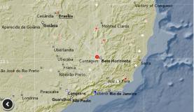 Mapa da região onde ocorreu tremor de terra em Minas GeraisObservatório Sismológico UnB