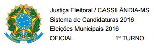 TRE divulga relação e o número de todos os candidatos inscritos em Cassilândia