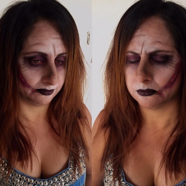 Maquiagem de halloween em cliente fez sucesso nas redes sociais (Foto: Facebook)