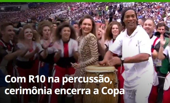 Ronaldinho Gaúcho participa da cerimônia da final da Copa 2018; veja foto