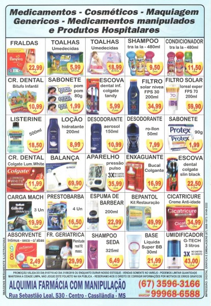 Confira as ofertas do mês de agosto da Farmácia Alquimia