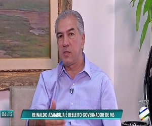 Reinaldo Azambuja durante entrevista concedida hoje cedo à TV Morena (Rede Globo)