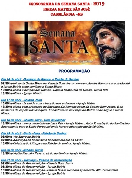 Confira a programação da Paróquia São José para a Semana Santa