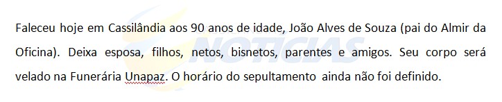 Morre João Alves de Souza