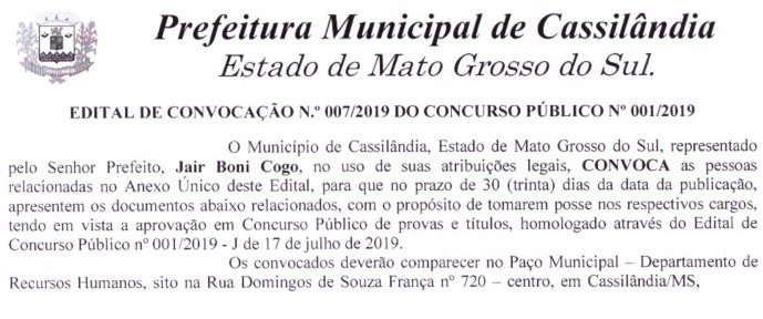 Prefeitura convoca mais quatro novos aprovados no Concurso Público