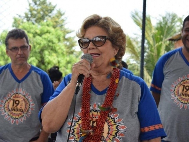 Marlene Bossay, prefeitura cassada de Miranda, durante discurso (Foto: Facebook/Reprodução)