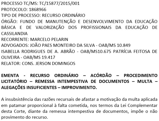 TCE mantém multa a ex-prefeito por remessa intempestiva de documentos do Fundeb