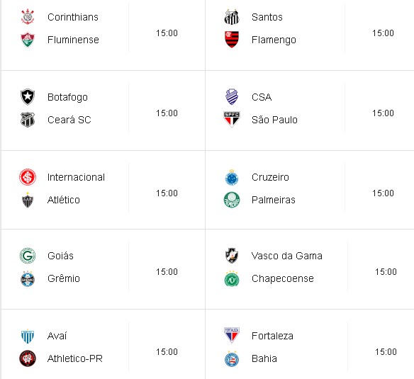 Confira todos os jogos de hoje da última rodada do Brasileirão - Geral -  Cassilândia Notícias