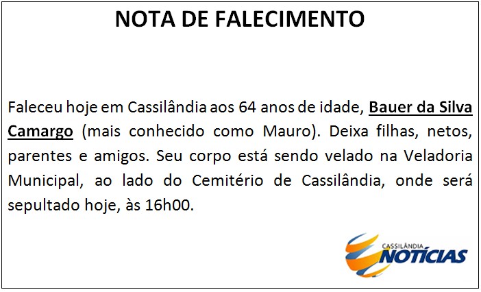 Morre Bauer da Silva Camargo