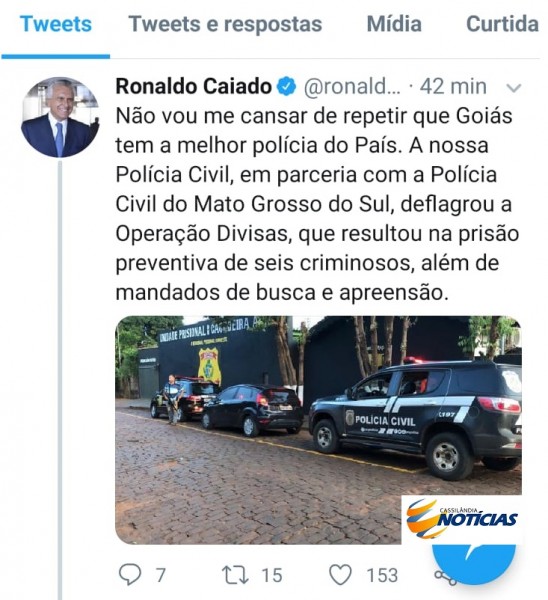 Furto de Gado em GO: Governador Ronaldo Caiado parabeniza atuação das Polícias