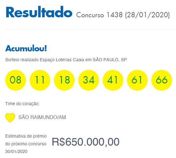 Loteria: Timemania acumula em R$ 650.000,00 