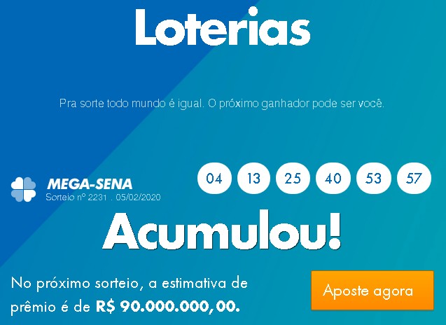 Loterias: Mega-Sena acumula