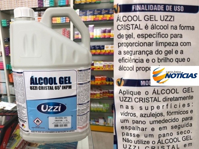 Álcool gel que seria doado por farmácia era impróprio para uso na pele 