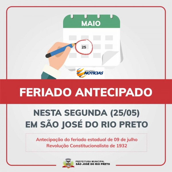 São José do Rio Preto, São Paulo, também comunica antecipação