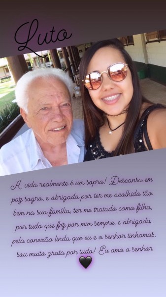 Isabella Tairine postou um agradecimento e homenagem  ao seu sogro Alberto Queiróz dos Santos.