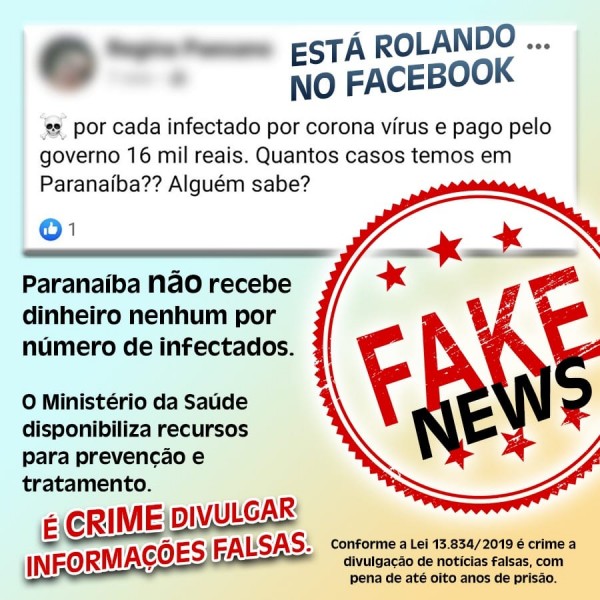Prefeitura de Paranaíba alerta sobre Fake News