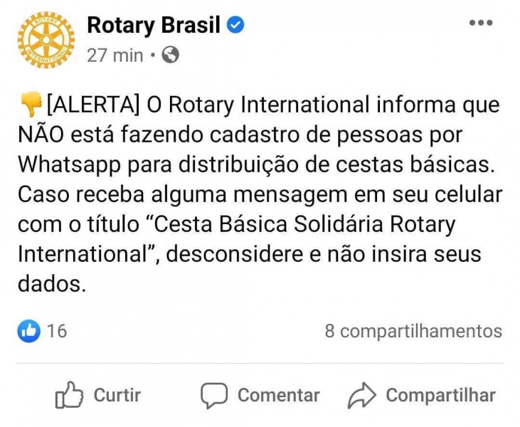 O aviso do Rotary