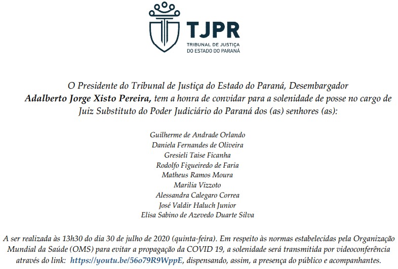 Convite: Cassilandense toma posse, nesta quinta, como Juiz de Direito no Paraná