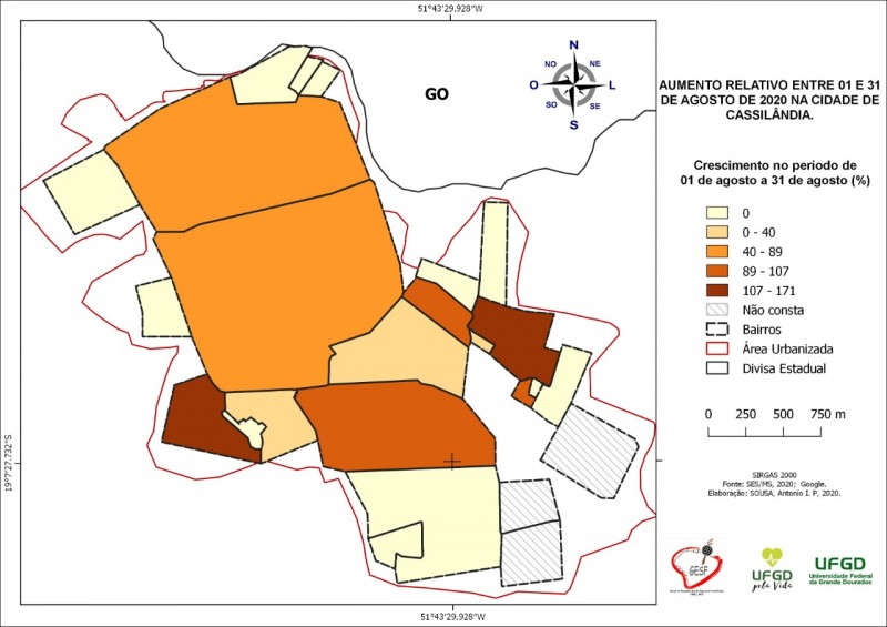 Confira a distribuição, por bairros, dos casos de Covid-19 em Cassilândia