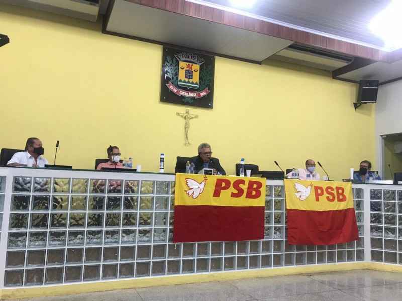 Da esquerda para a direita: Luiz Borracha, Rezú Ribeiro, José Amilton, Nelson Borges e Evandro Riguetti, membros da Comissão Provisória do PSB em Cassilândia